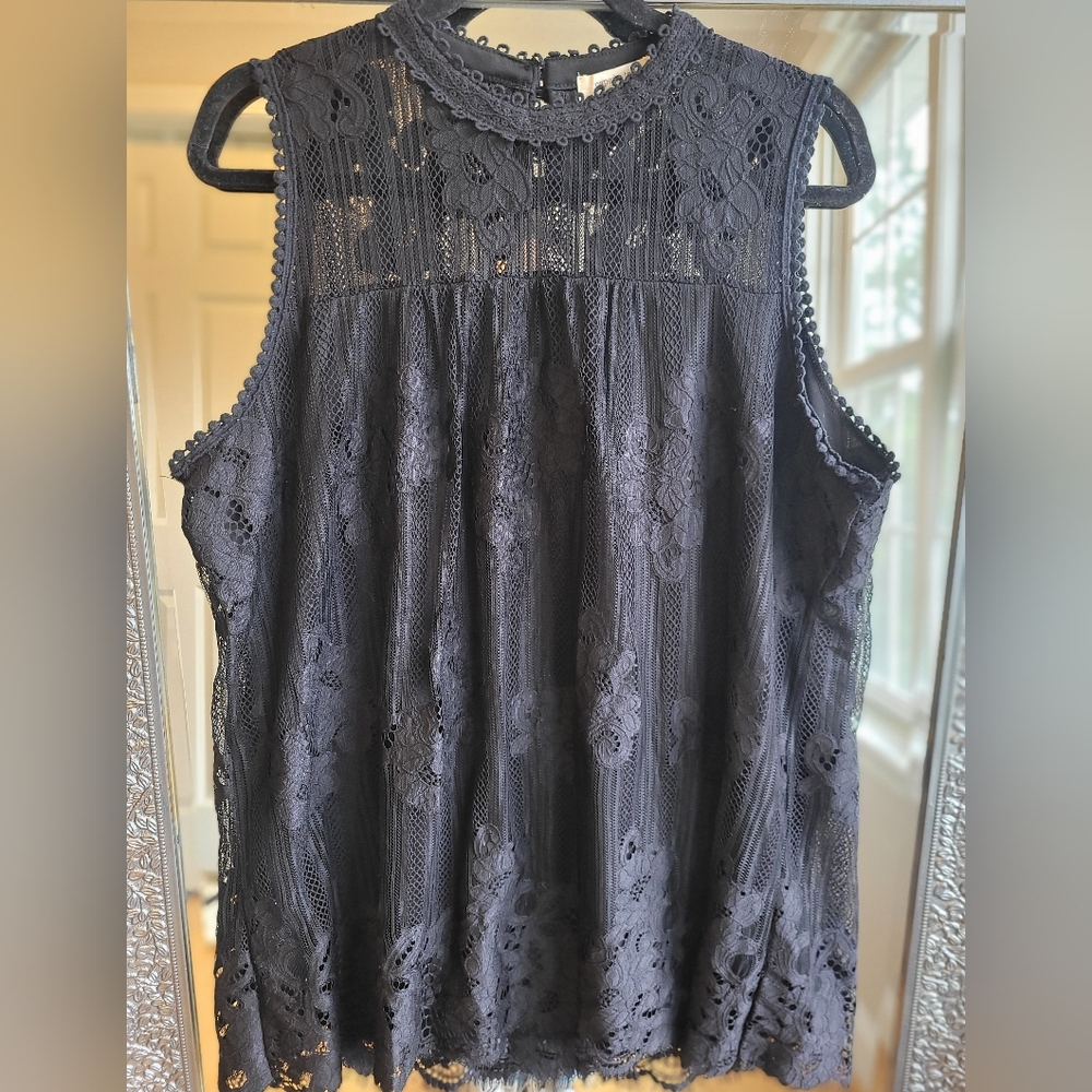 Paper & Tee‎ Lace Sleeveless Mini Dress - Black